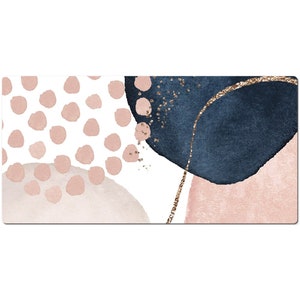 May include: Abstract art print featuring a white background with pink and blue watercolor shapes and gold glitter accents.