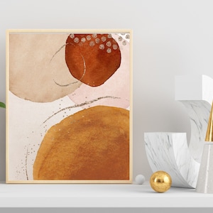 Abstract Art Matte Poster: Rust, Pink, Beige, and Gold Decor