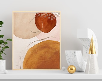 Abstract Art Matte Poster: Rust, Pink, Beige, and Gold Decor