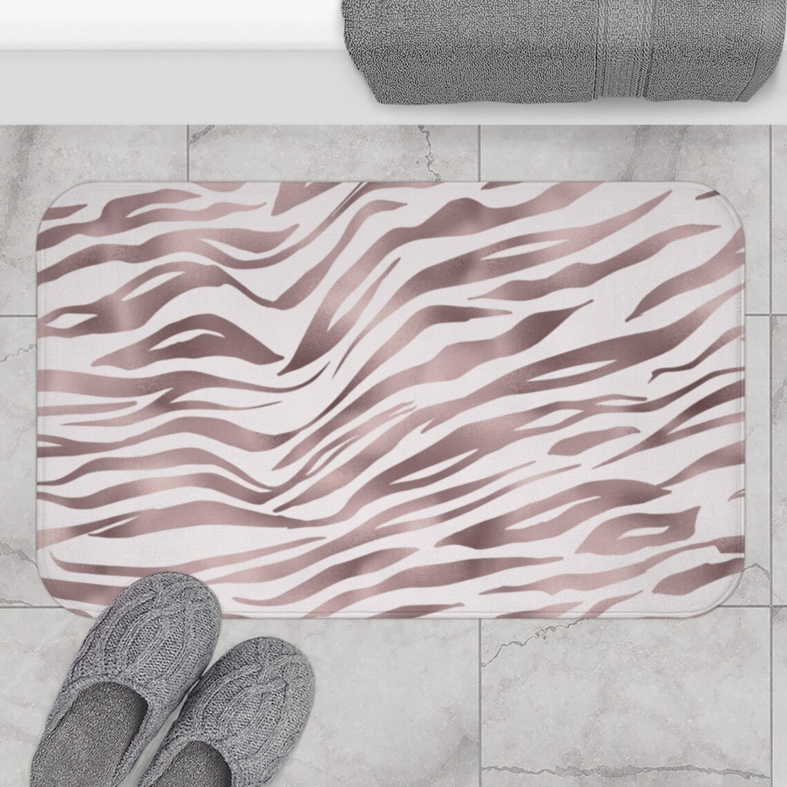 Bohemian Bath Mat and Rug Blush Soft Pink Animal Skin Etsy