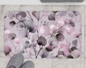 Non Slip Kitchen Mat, Mauve Pink Floral Bath Mat, Cushioned Waterproof Floor Mat