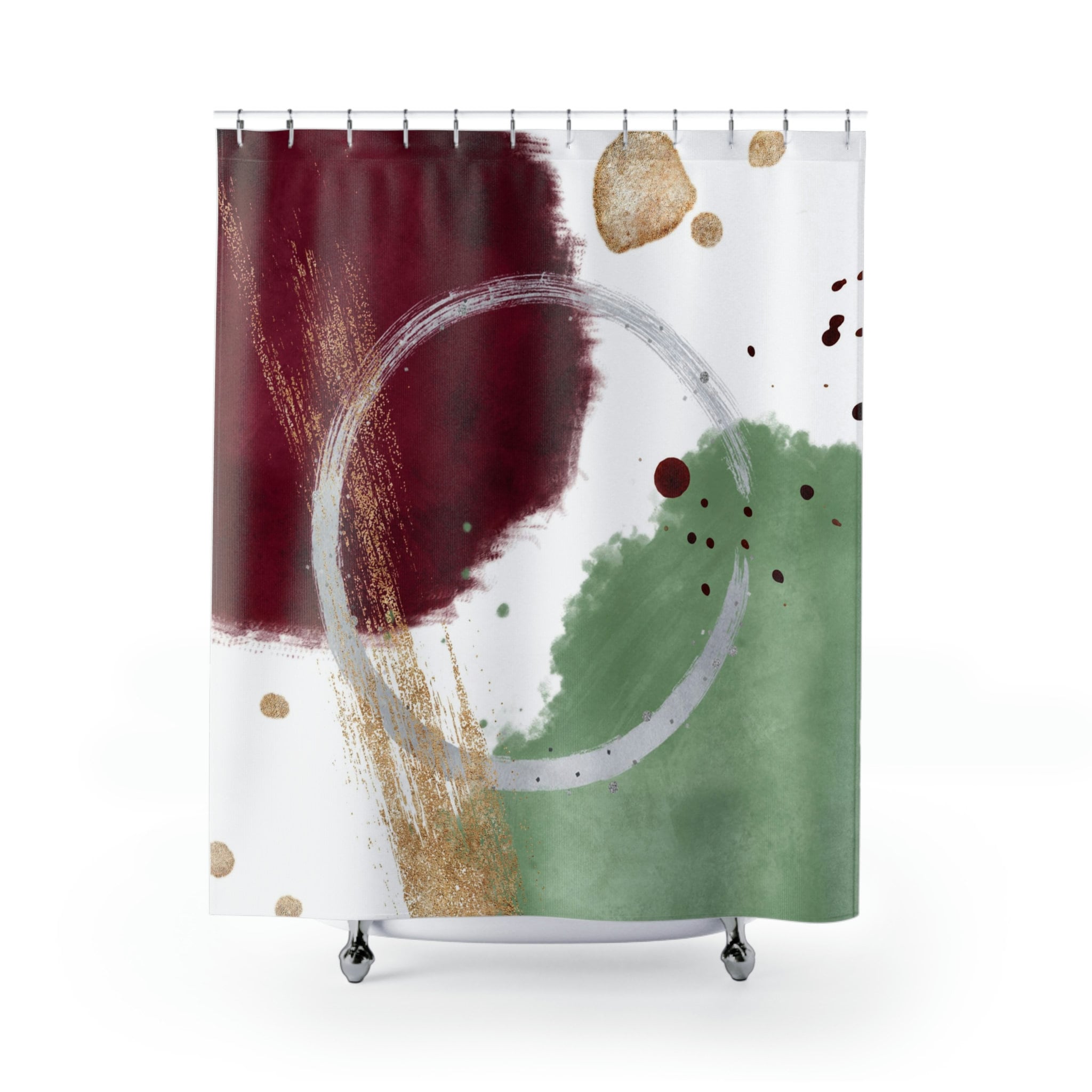 Burgundy and gold shower curtain deals