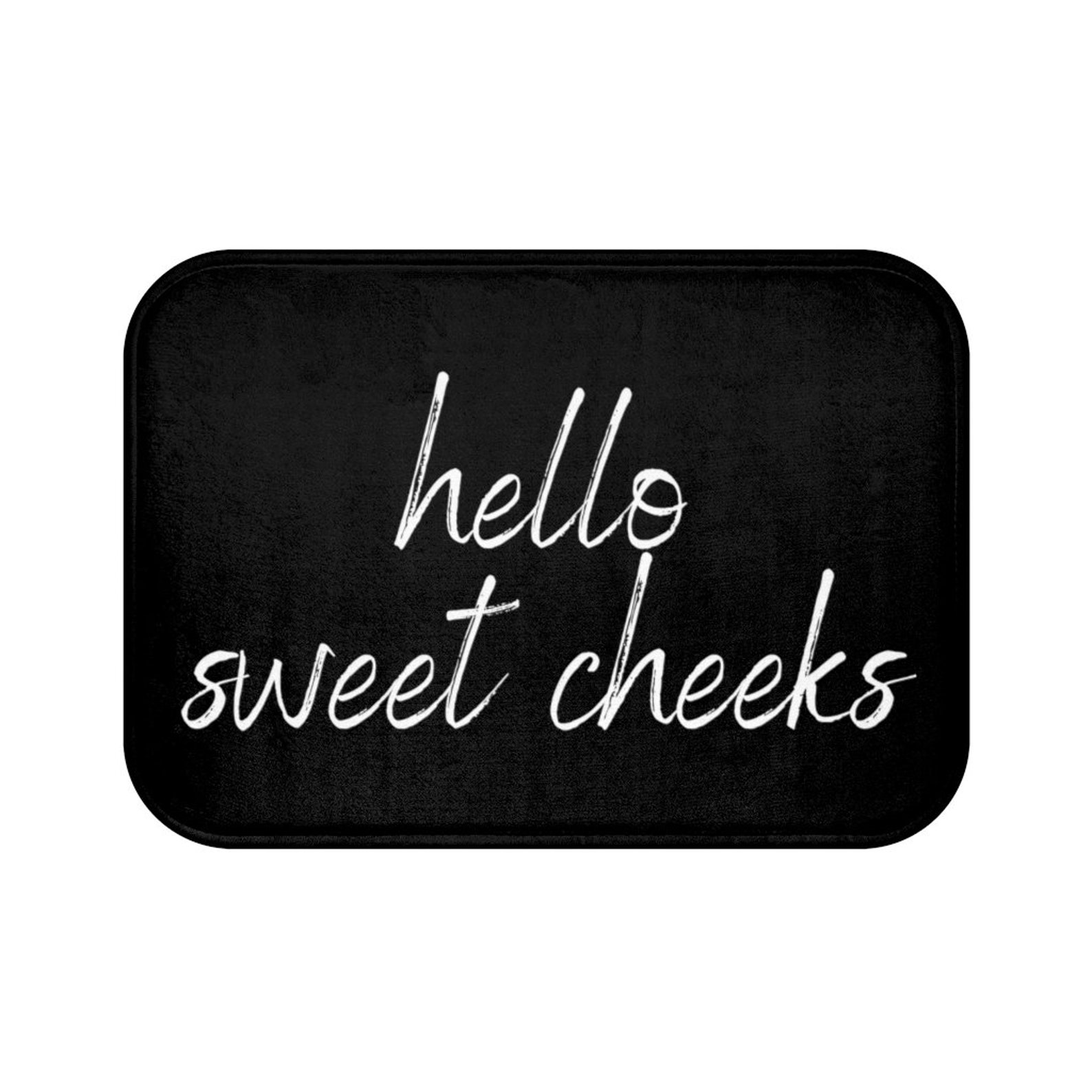 Hello Sweet Cheeks Bath Mat Cute Simple Bathroom Rug Black Etsy