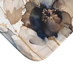 Boho Duschvorhang | Abstraktes Florales Marineblau, Beige Ombre, flüssige Tinte | Stilvolles Aquarell Minimalist Bild 5