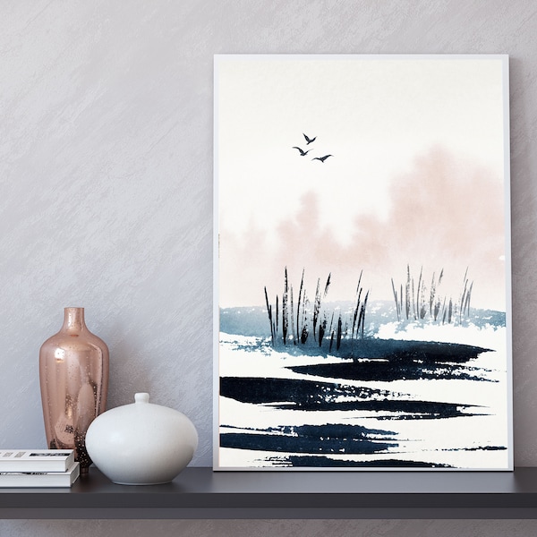 Navy and Blush Wall Art Etsy