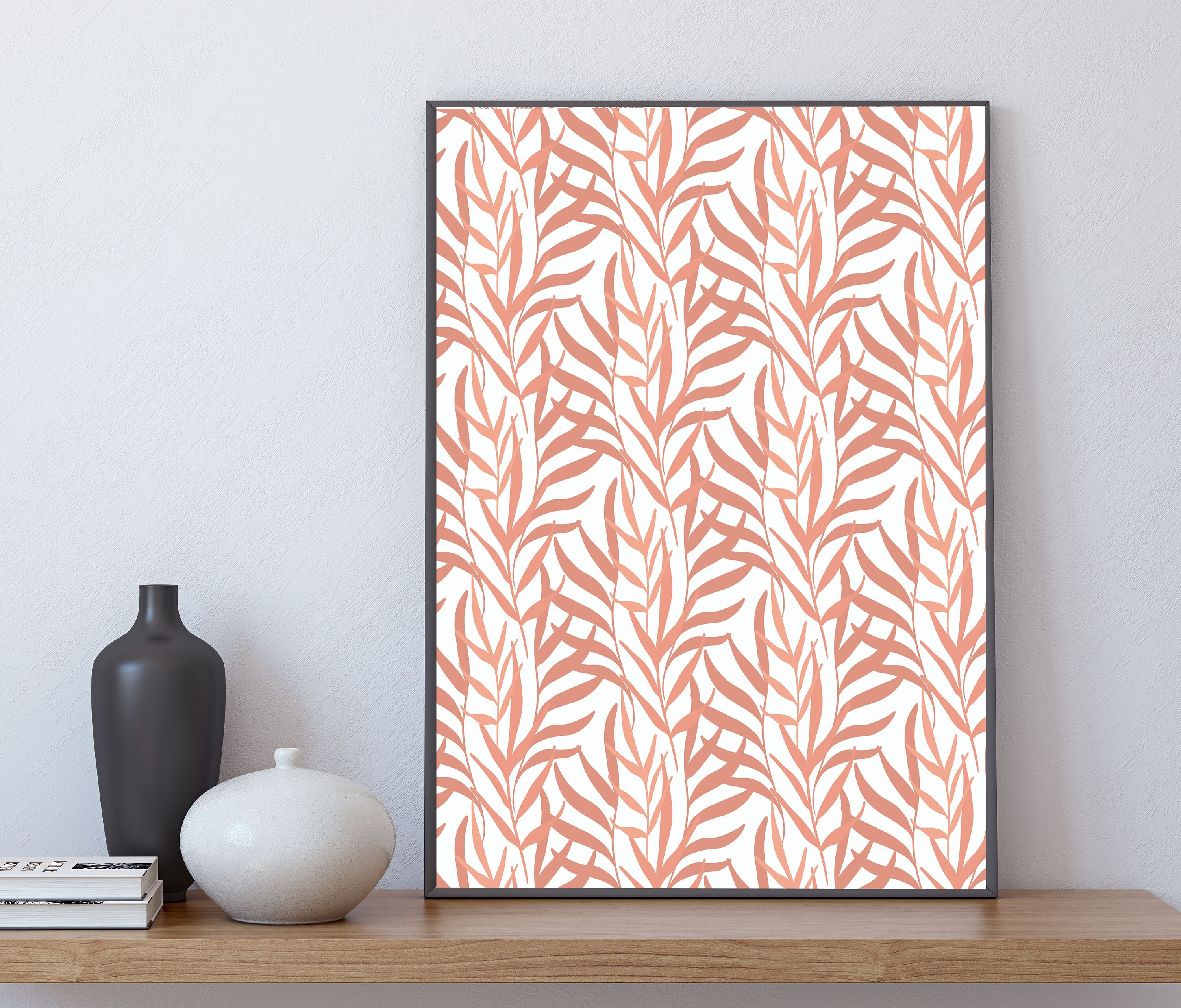 Boho Chic Wall Decor Art Prints Rose Gold Wild Palm Leaves Etsy
