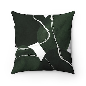 Boho Throw Pillow Cover, Abstract Shapes, Dark Emerald, Jade Green, Beige  Beige, Couch, Bed Accent, Fancy Stylish, Decorative Pillowcase