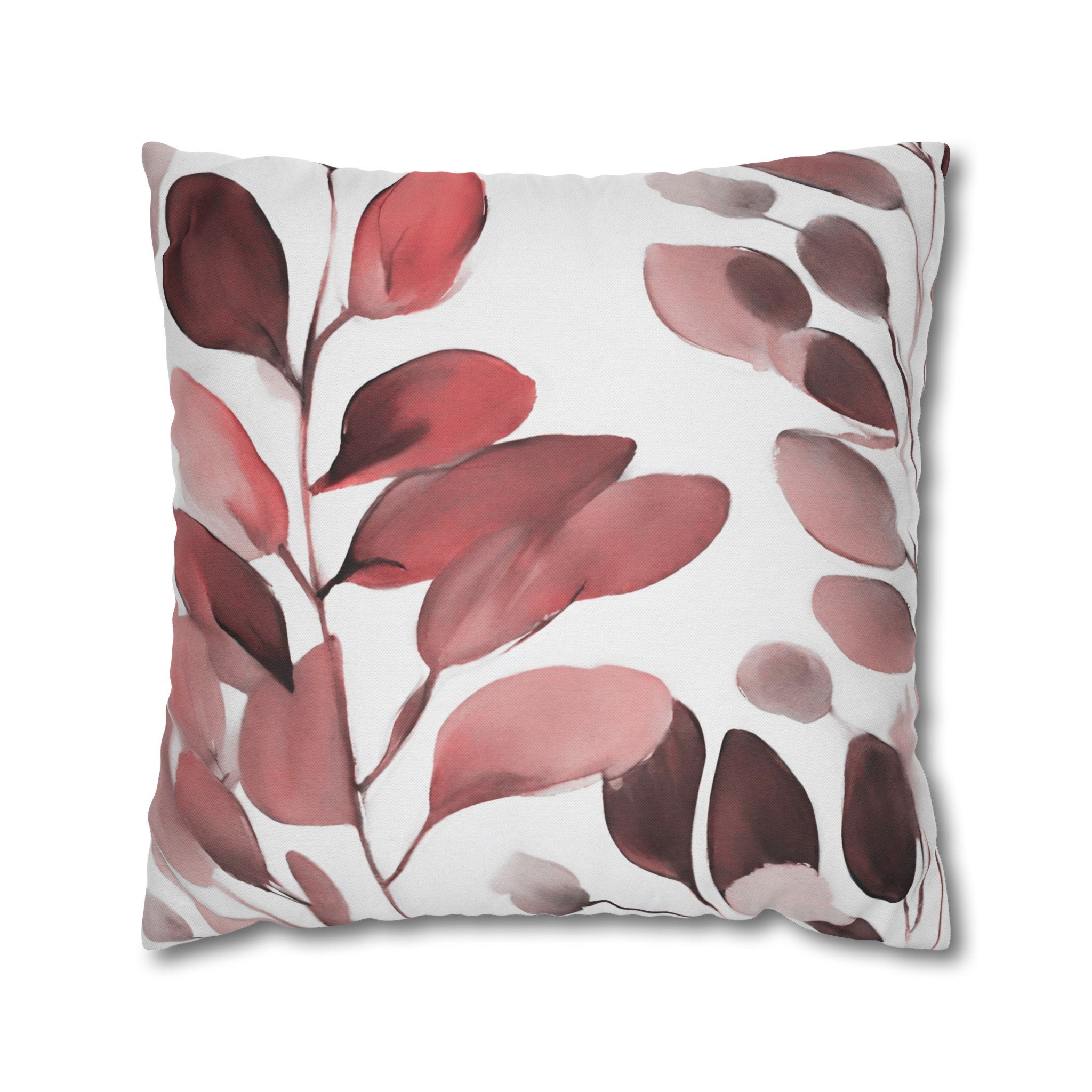Boho Couch Throw Decorative Pillow Abstract Floral Pink Red Burgundy Leaves Shabby Chic Farmhouse Modern Square Living Room Decor Etsy Canada