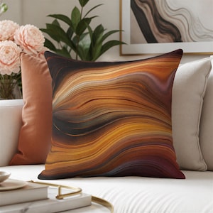 Abstract Earth Tones Pillow Cover: Brown Rust Quartz Agate
