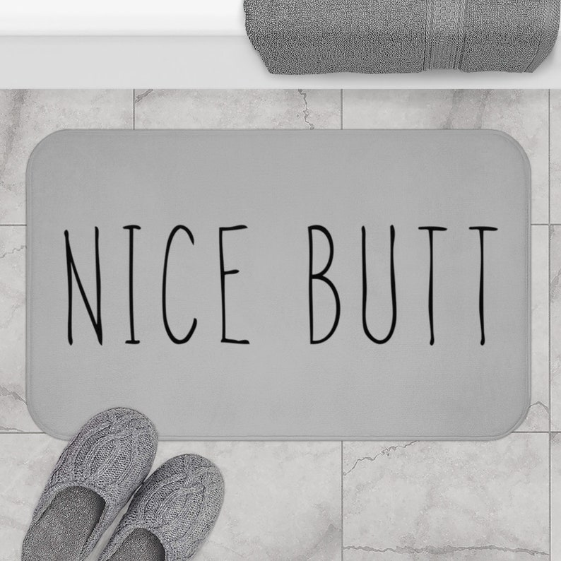 Rae Dunn Inspired Bath Mat Nice Butt Grey Bath Mat Cute Etsy