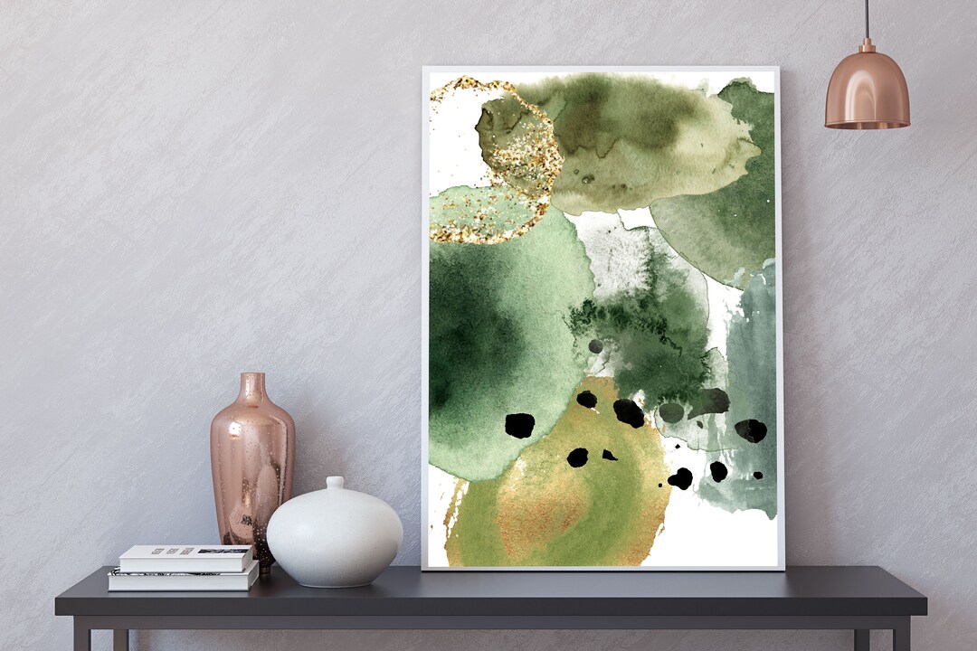 Emerald Green Abstract Watercolor Art Print: Boho Chic Wall Decor - Etsy