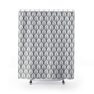 Boho Floral Shower Curtain: Abstract Black & White Art Deco Design