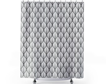 Boho bloemen douchegordijn: abstract zwart-wit art-decodesign