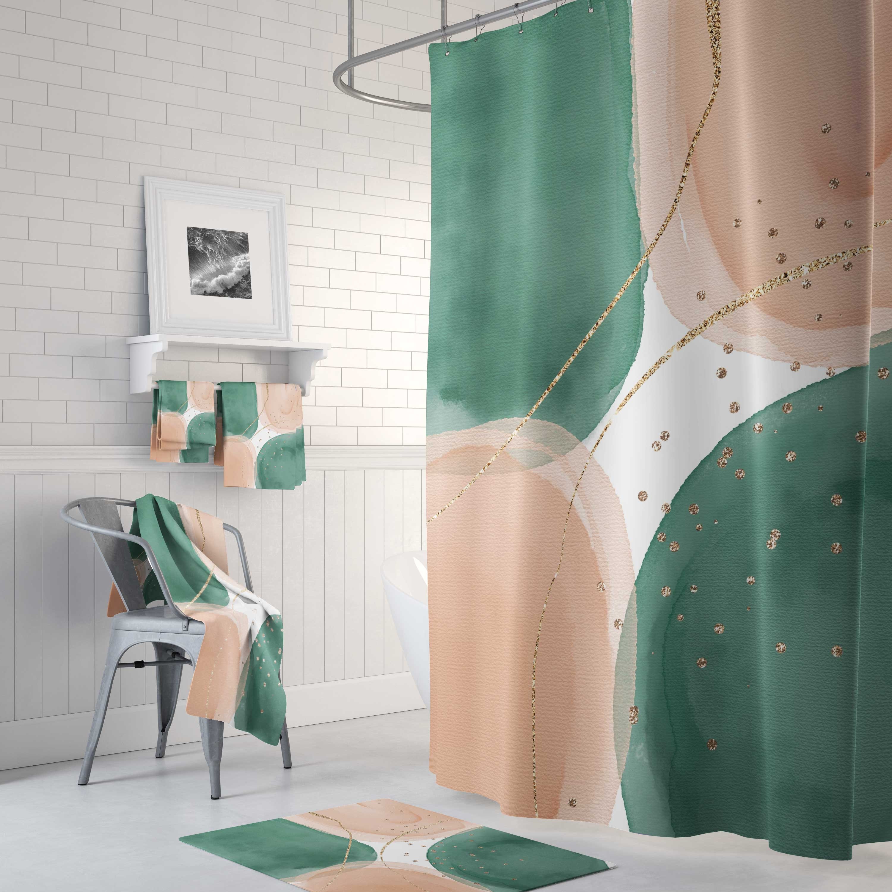 Louis vuitton lv bathroom set luxury shower curtain bath rug mat home decor