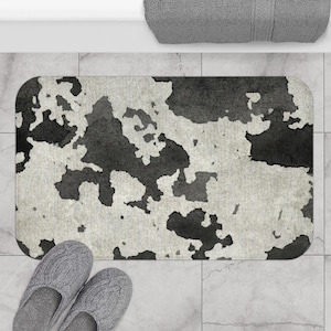 Cute Bath Mats and Rugs, Abstract Black Light Cream Gray , Minimalist Simple, Watercolor Print, Modern Bathroom Decor