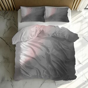 Modern Duvet Cover Set with Optional Pillow Covers | Grey Pink Minimalist Bedding | Twin Queen King Comforter Cover Set