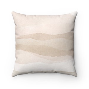 Abstract Art Pillow Cover, Ivory Beige, and Dusty Pink Decorative Pillowcase, Square pillow cover 20x20, 18x18