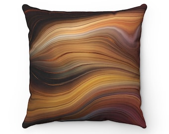 Abstract Art Pillow Cover, Natural Earth Tones, Dark Brown Rust Quartz, Burnt Orange Agate Pillowcase, Couch Accent 20x20 18x18 16x16 14x14