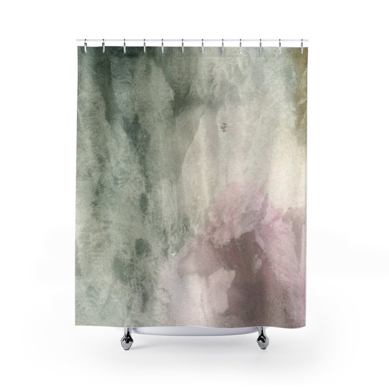 Boho Shower Curtain Dusty Sage Green Lavender Violet Etsy