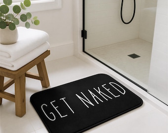 Alfombra de baño divertida, Desnúdate en blanco y negro, Alfombra de baño