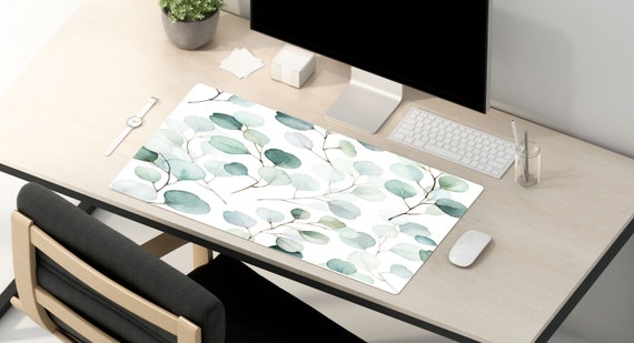 Floral Desk Mat Eucalyptus Leaves Forest Emerald Green | Etsy