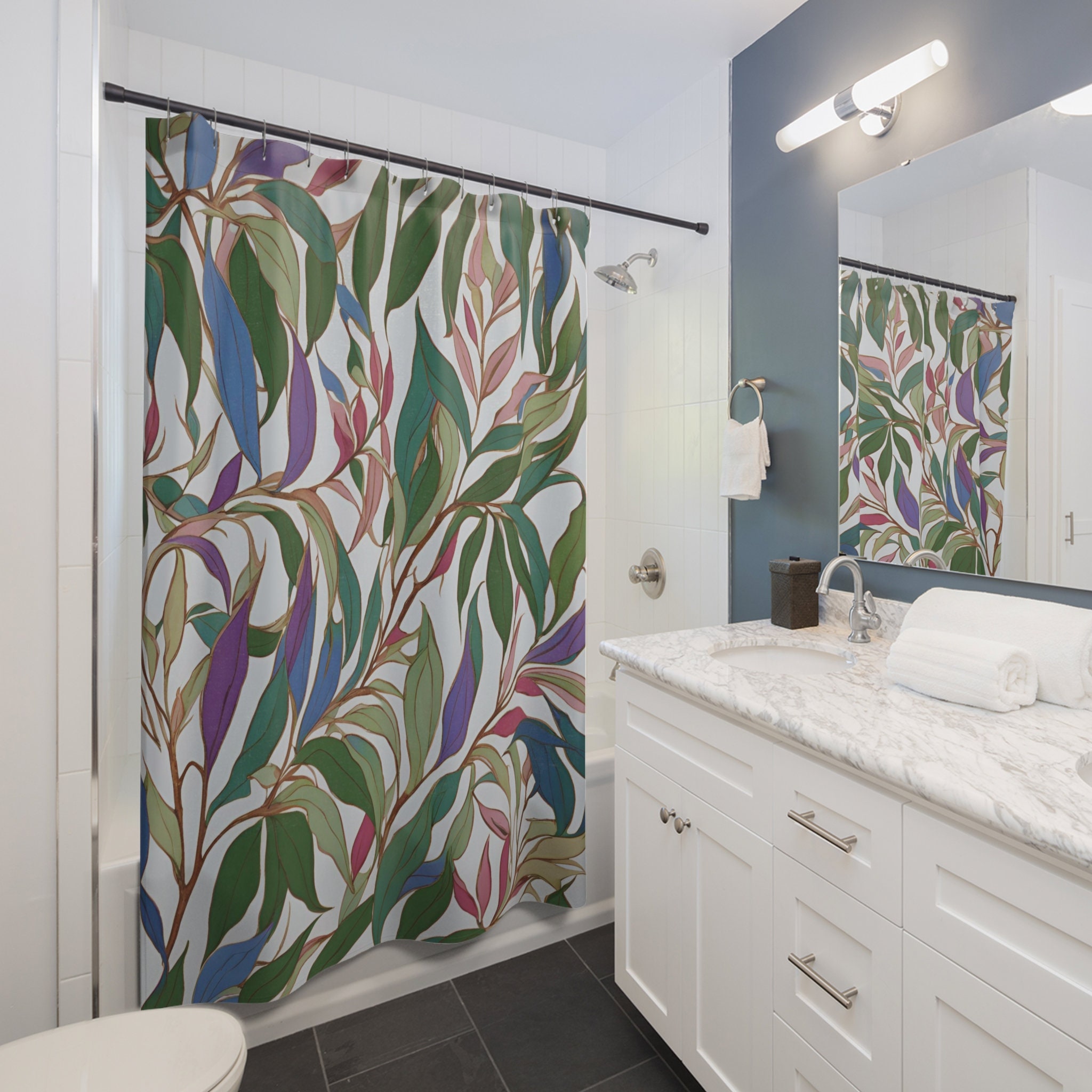 Tenda Da Doccia In Tessuto Con Stampa Botanica - Impermeabile, Asciugatura Rapida, 183x183 Cm, Con Ganci - Foto 11