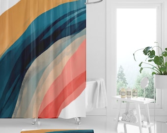 Boho abstrakte Kunst Duschvorhang; Neutraler Regenbogen