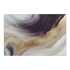 Carpette Boho, Art abstrait moderne minimaliste | Gris neutre terreux, violet lilas, dégradé beige doré pâle | Appartement, bureau à domicile, tapis de sol