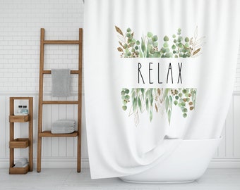 Floral Eucalyptus Shower Curtain: Boho Farmhouse Decor