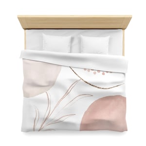 Abstract Floral Duvet Cover: Boho Blush Pink Bedding