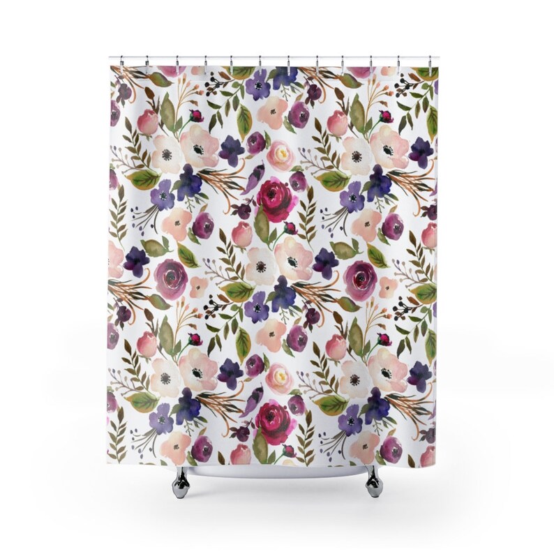 Floral Shower Curtains Blush Pink Lavender Mauve Flowers Etsy