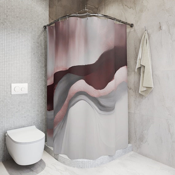Burgundy and gray shower curtain discount