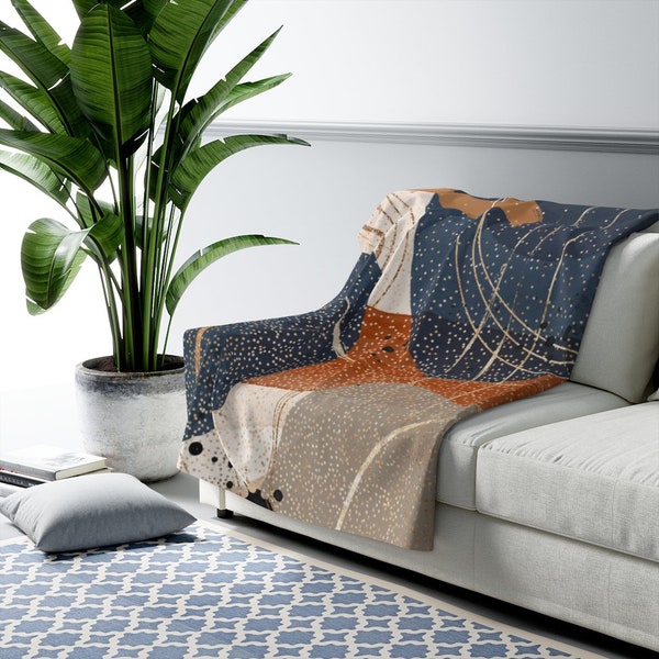 Blue Gold Blanket Etsy