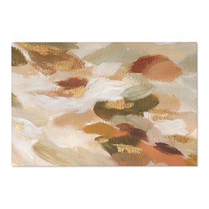 Boho Chic Area Rugs, Abstract Neutral, Earth Tones, Olive Green in Watercolor Modern Art, Fancy Apartment, Home and Office Decor