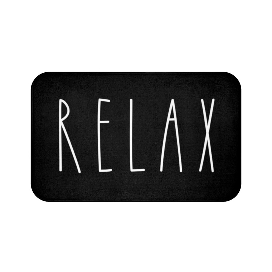 Rae Dunn Inspired Relax Bath Mat Black White Zen Bath Rug Etsy