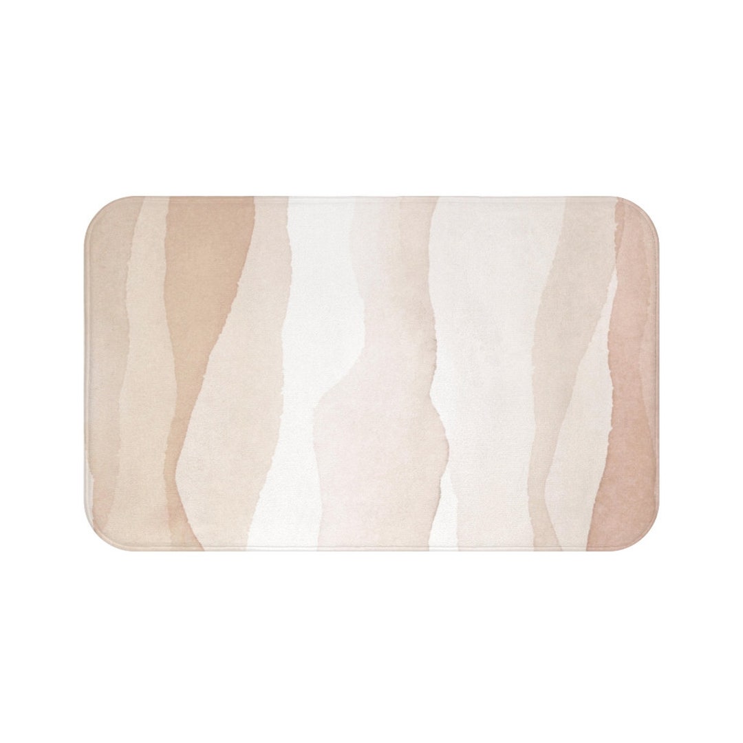 View of Bath Mat and Rug, Kitchen Sink Floor Mat, Abstract Art, Beige, Blush ...