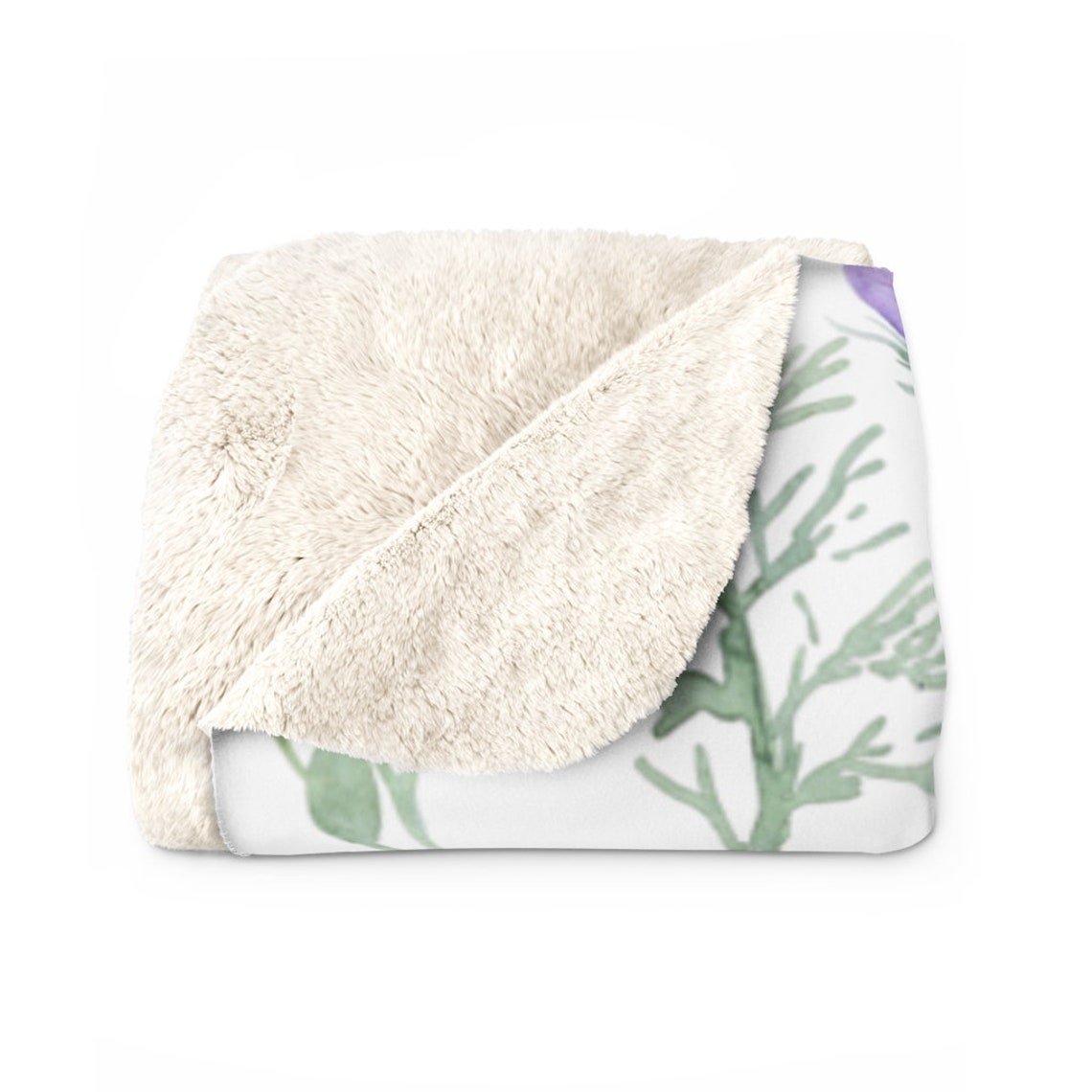 Cozy Comfy Blanket Lavender Violet Green Leaves Floral Etsy