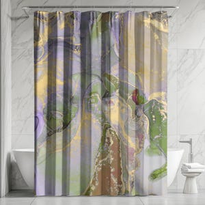 Abstrakter Aquarell Duschvorhang: Boho Badezimmer Dekor