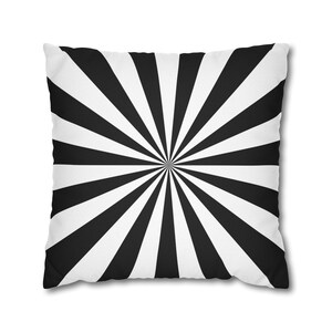 Funda de cojín retro con estampado geométrico de rayos de sol en blanco y negro, cuadrada y moderna, para sala de estar, dormitorio, inauguración de la casa.
