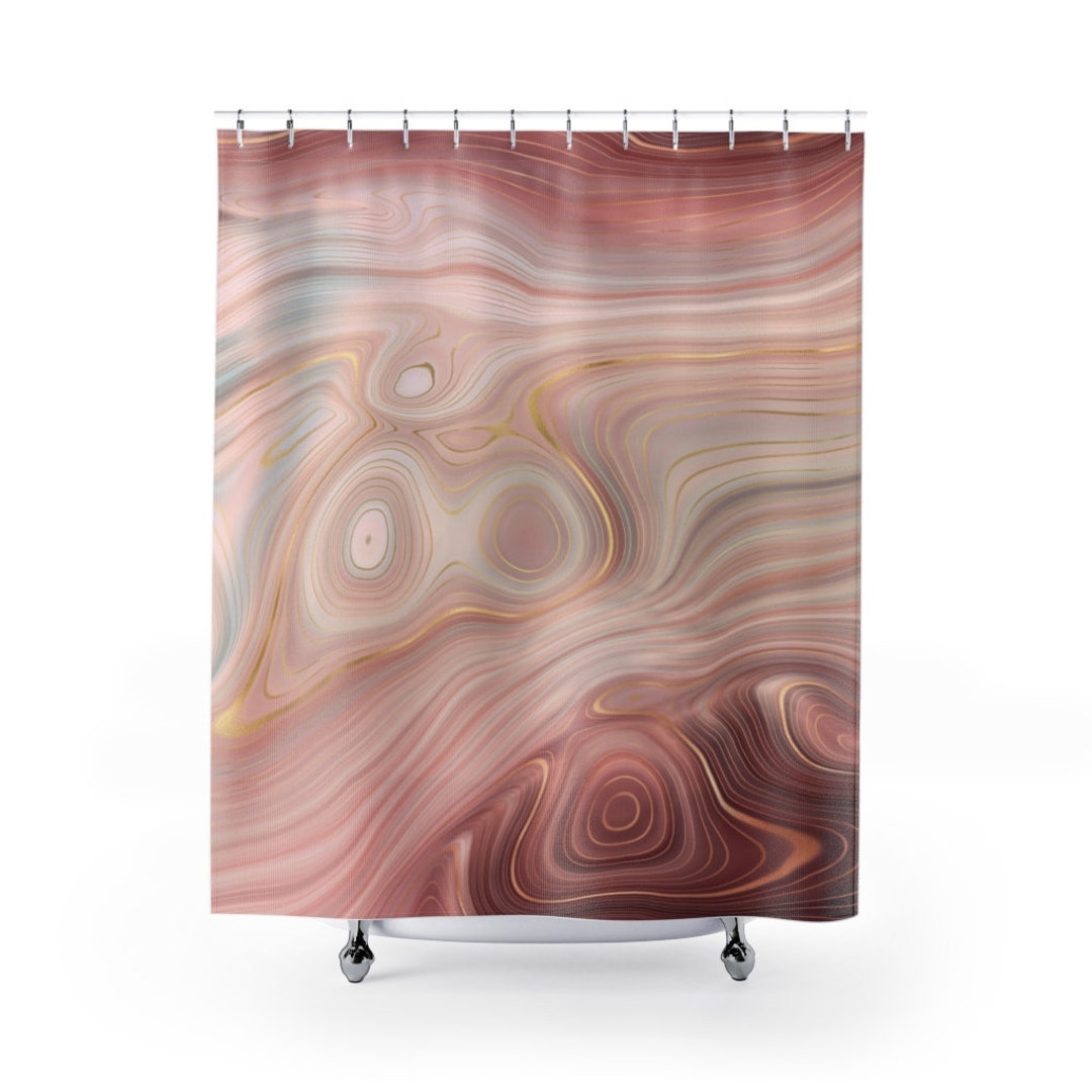 Boho Shower Curtains, Blush Pink, Rose Agate Quartz Marble, Modern