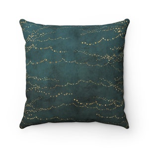 Pillow Cover, Dark Teal Beige , Couch Throw Accent, Fancy Elegant, Abstract Decorative Pillowcase, 20x20, 18X18, 16X1