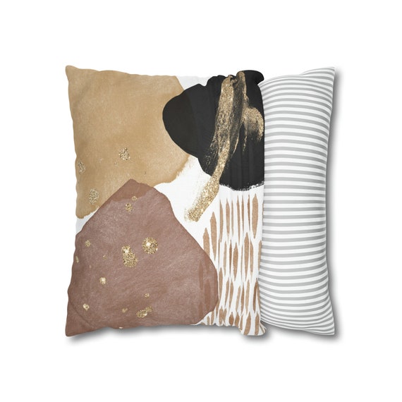Federe per Cuscini 50x50 Federe Cuscini Divano Copricuscini Divano Oro Geometrica Linee Arte Astratta Modello Moderno Cuscino in Velluto per Decorazioni Fodere per Cuscini per Soggiorno Grigio 20x20