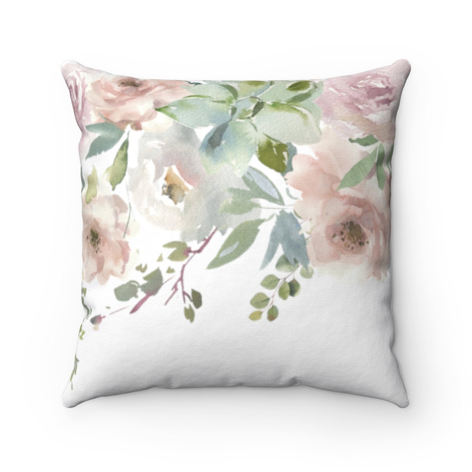 Aquarell Floral Kissenbezug Pastell Grün nackt erröten | Etsy