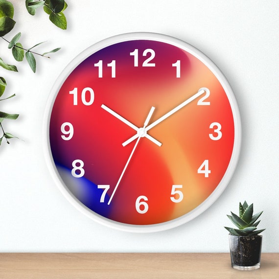 Abstract Red Blue Wall Clock: Minimalist Home Decor - Etsy