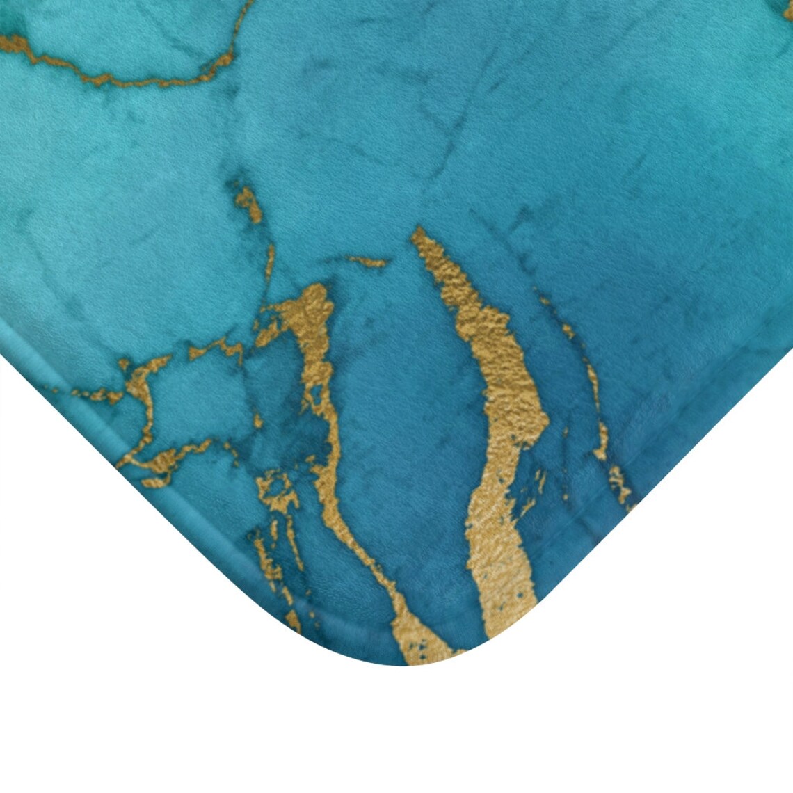 Bohemian Bath Mat Teal Blue Beige Marble Royal Navy Blue Etsy