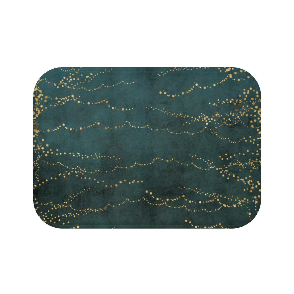 Bohemian Bath Mat Forest Dark Blue Green Beige Abstract Bath - Etsy ...