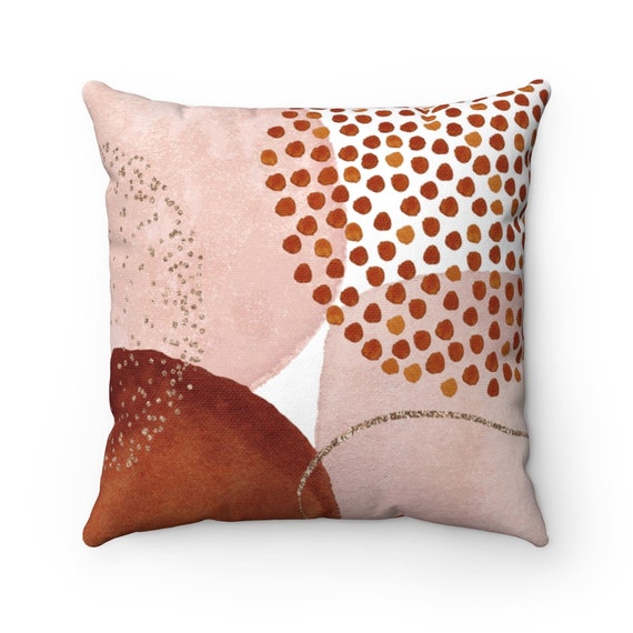 Boho Throw Pillow Cover Abstract Shapes Rust Red Blush Pink Beige Beige Couch Bed Accent Stylish Decorative Pillowcase Etsy Canada