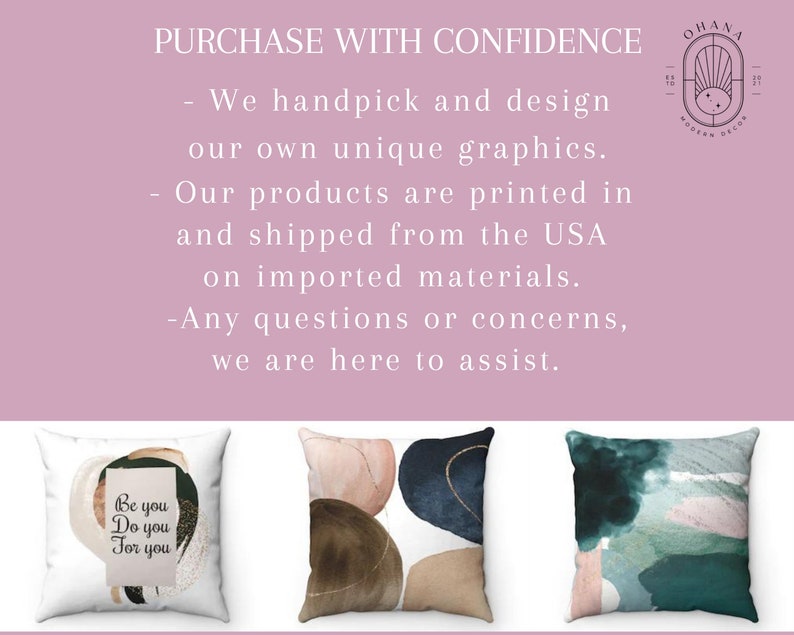 May include: Three throw pillows with different abstract designs. The first pillow has a white background with a beige, brown, and black abstract design and the text "Be you Do you For you". The second pillow has a white background with a beige, brown, and blue abstract design. The third pillow has a white background with a green and pink abstract design.