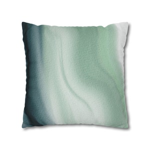 Ombre Throw Pillow Cover: Navy Blue, Teal, and White Abstract Design