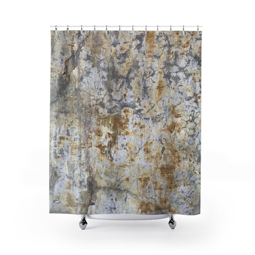 Boho Shower Curtain Rustic Wood Gold Grey Brown White Etsy